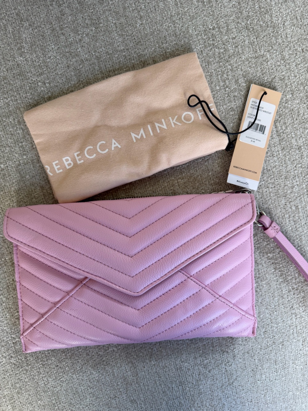 Rebecca Minkoff Lilac Chevron Quilted Leather Wristlet